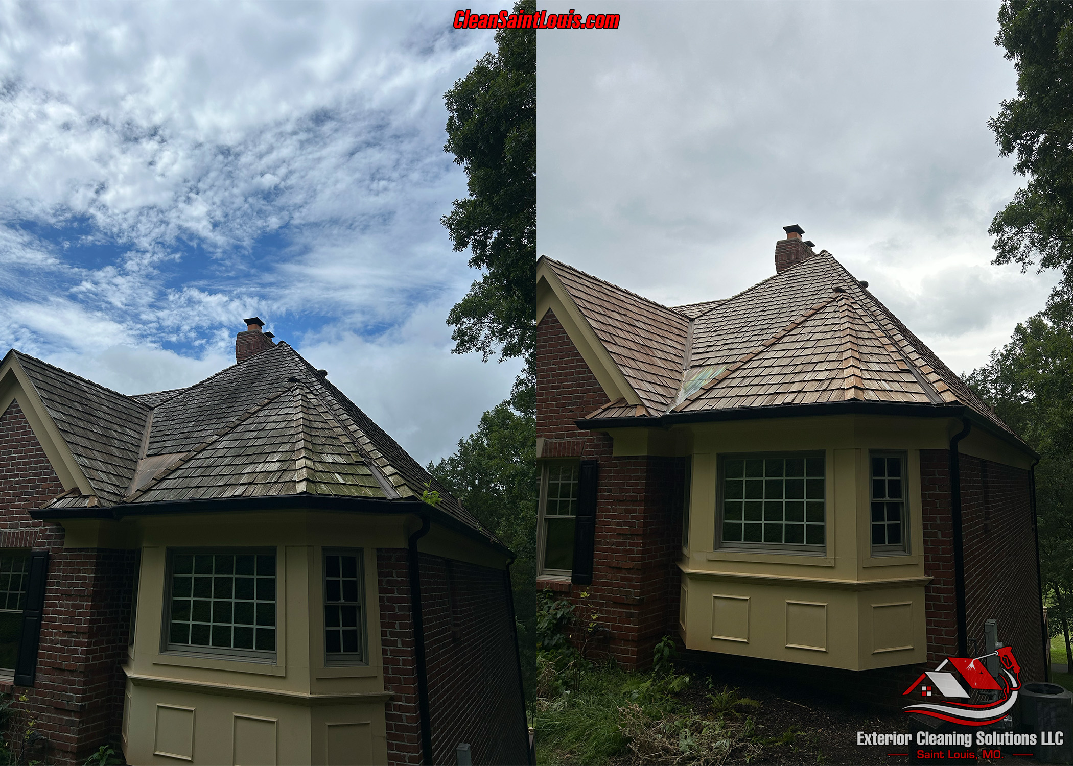 Cedar Shake Roof Safely Washed in St. Albans, MO